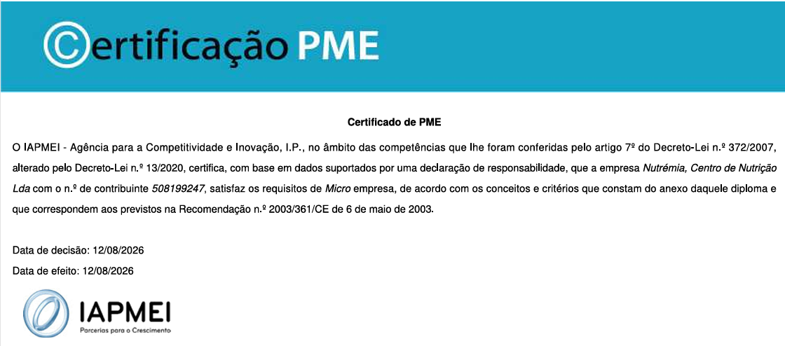 Nutrémia_Certificado PME_2026